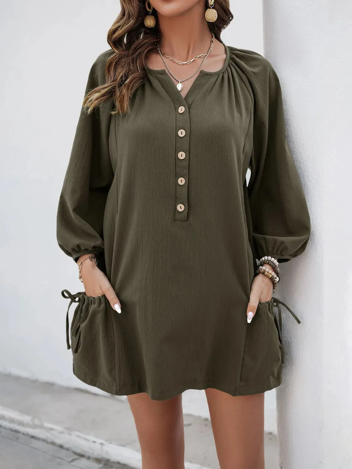 Button Front Balloon Sleeve Dress sold by Gigi Laurent