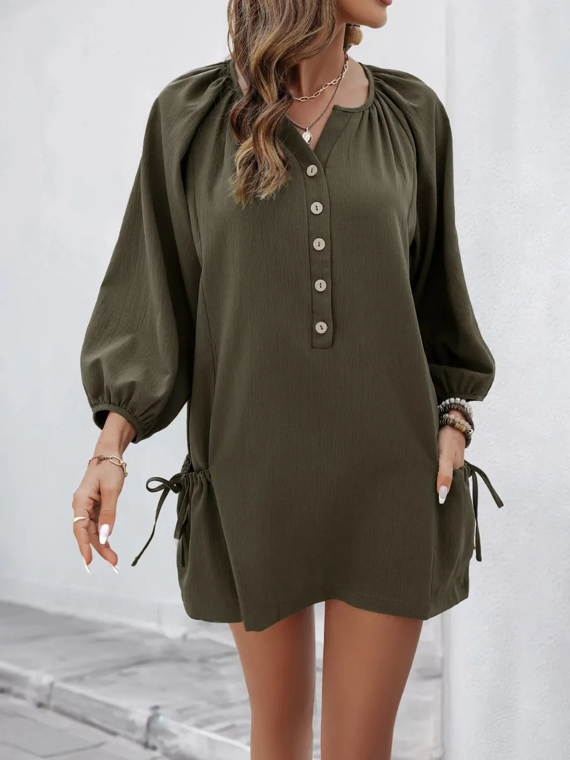 Button Front Balloon Sleeve Dress sold by Gigi Laurent product image thumbnail 2