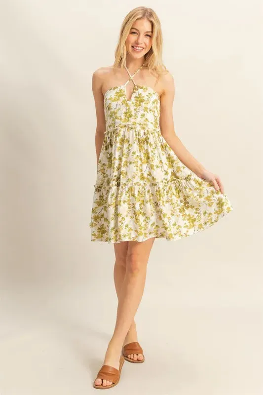 HYFVE Floral Print Halter Neck Tiered Mini Dress sold by Gigi Laurent product image thumbnail 4
