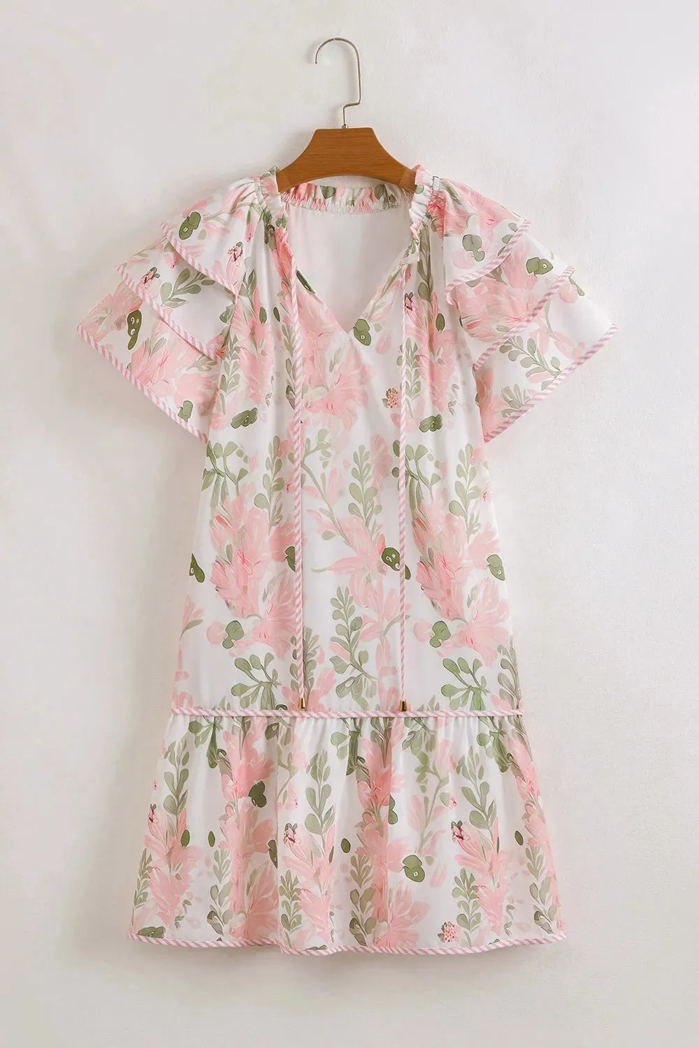 Floral Contrast Edge Layered Short Sleeve Mini Dress sold by Gigi Laurent product image thumbnail 2