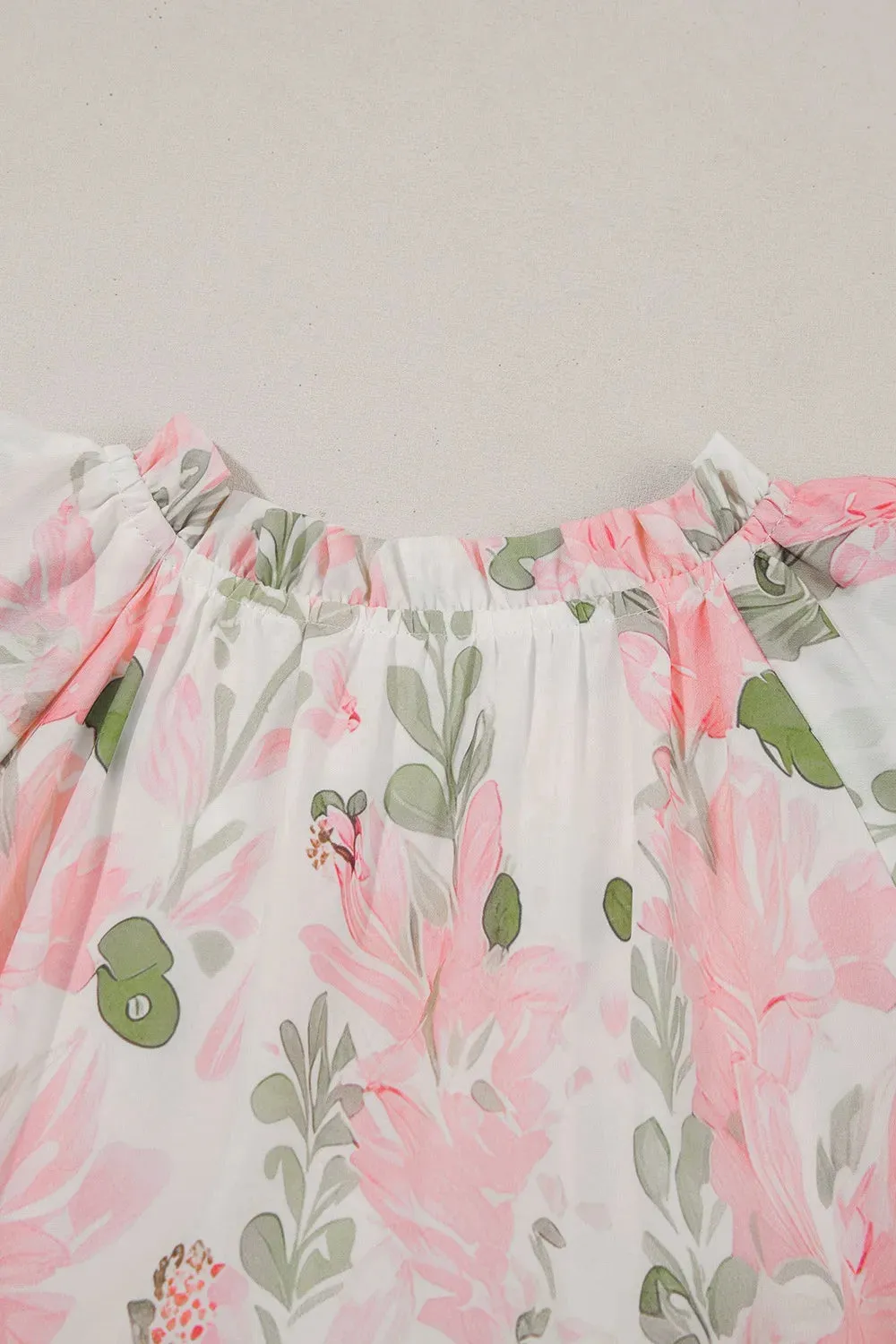 Floral Contrast Edge Layered Short Sleeve Mini Dress sold by Gigi Laurent product image thumbnail 5