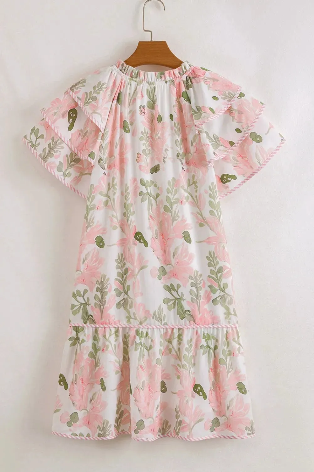 Floral Contrast Edge Layered Short Sleeve Mini Dress sold by Gigi Laurent product image thumbnail 3