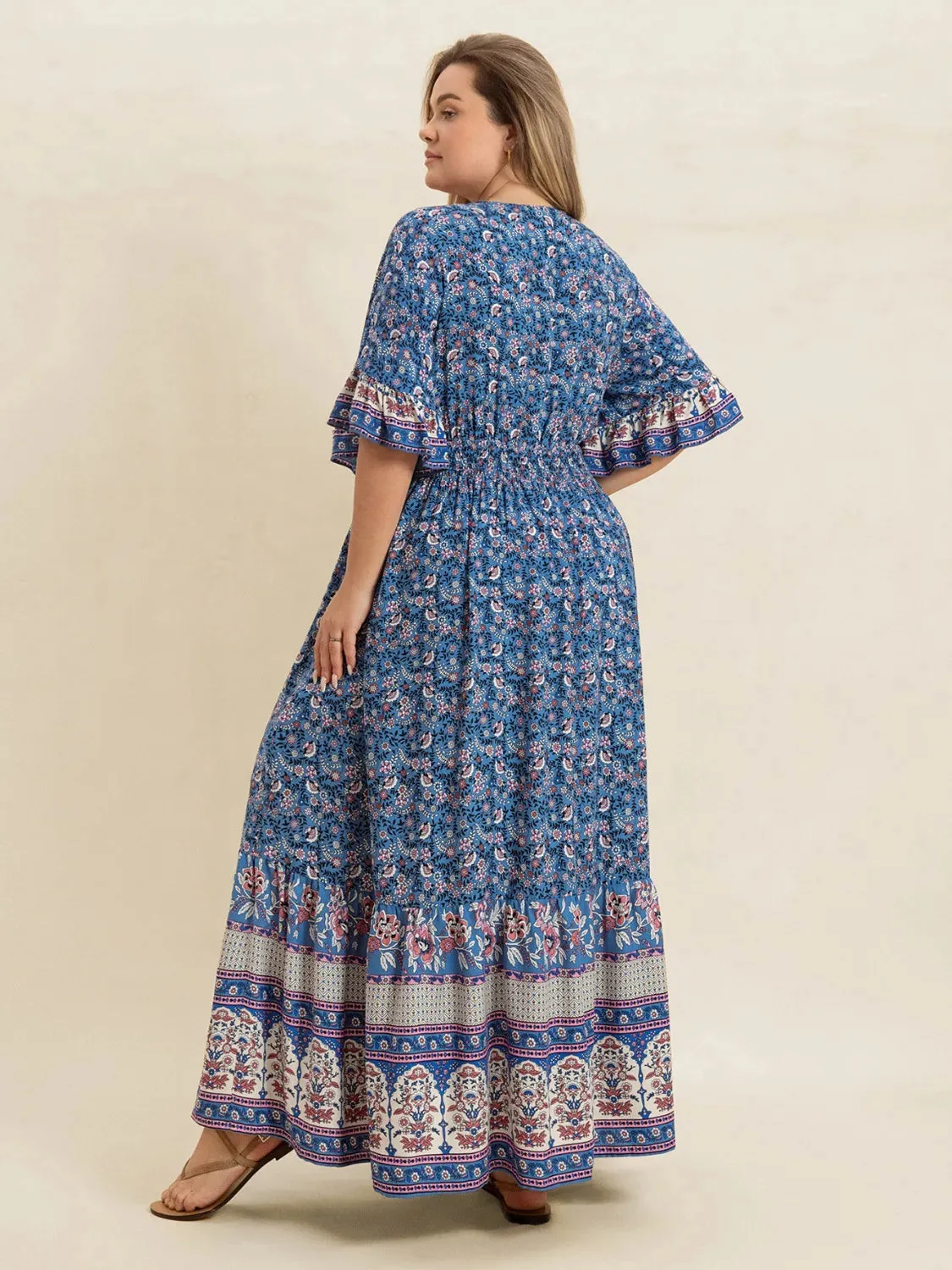 Plus Size Printed Surplice Half Sleeve Dress sold by Gigi Laurent product image thumbnail 4