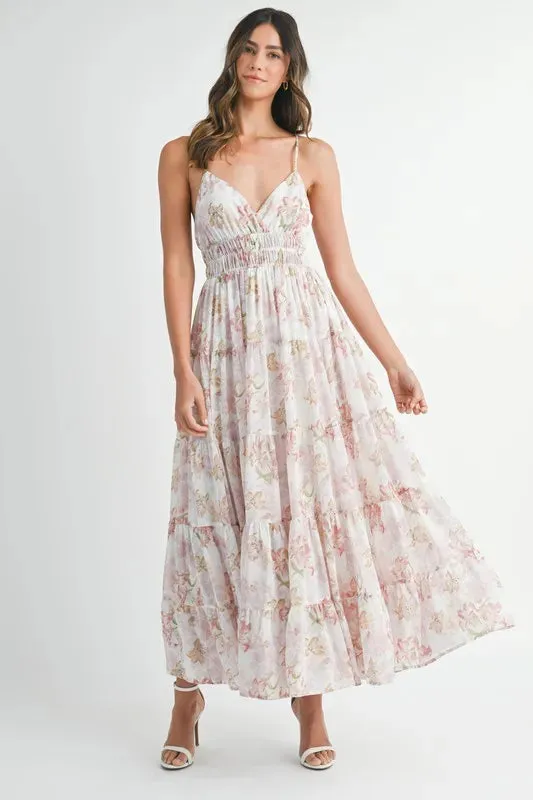 MABLE Floral Print Tiered Cami Maxi Dress sold by Gigi Laurent