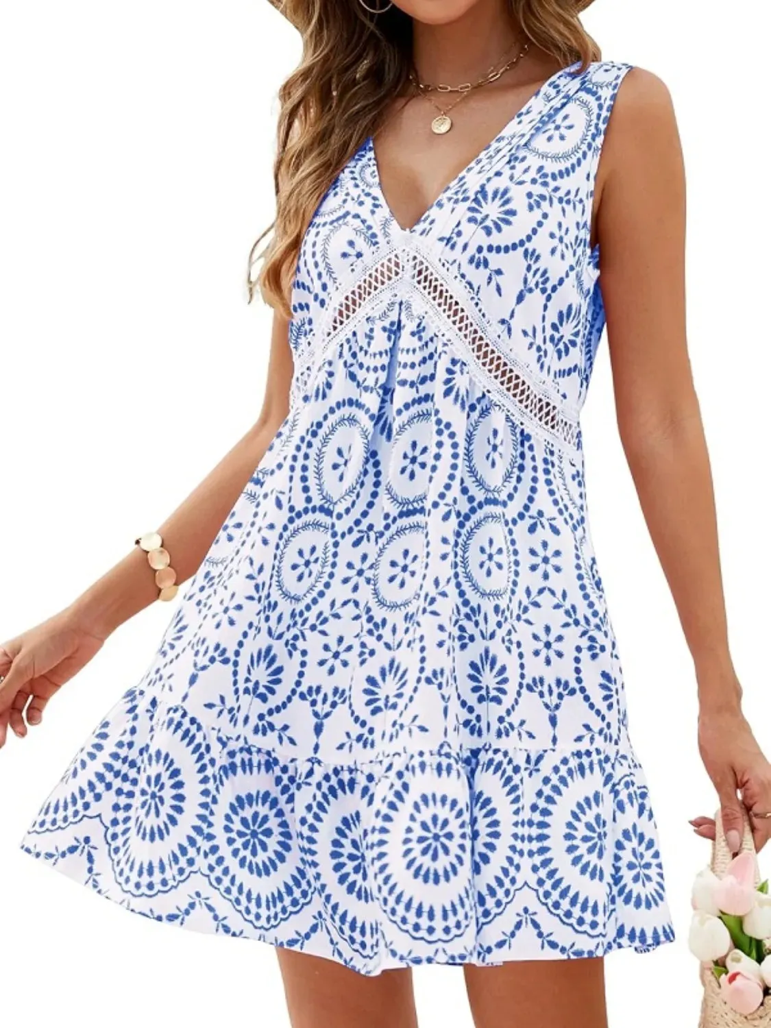 Printed V-Neck Sleeveless Mini Dress sold by Gigi Laurent product image thumbnail 5