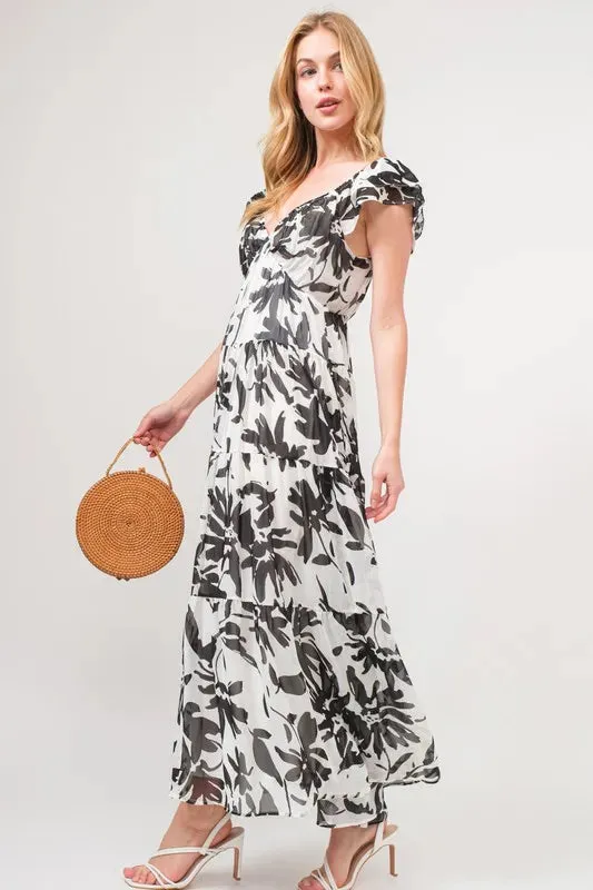 And The Why Ruffled Sleeve Tiered Floral Print Maxi Dress sold by Gigi Laurent product image thumbnail 3