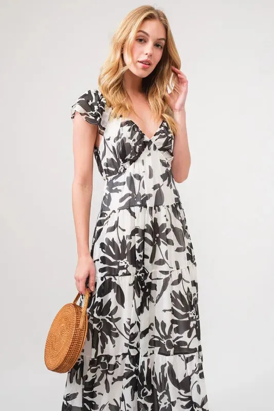 And The Why Ruffled Sleeve Tiered Floral Print Maxi Dress sold by Gigi Laurent product image thumbnail 4