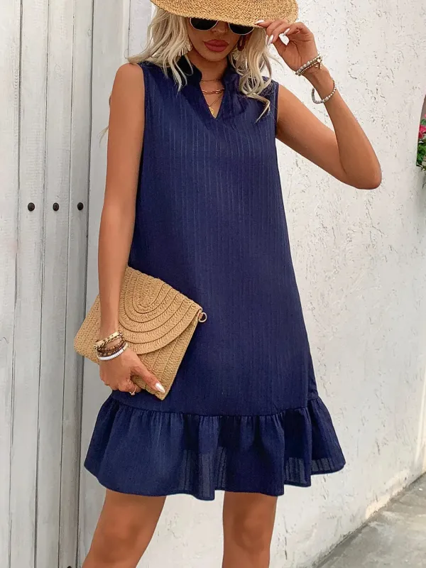 Ruffled Hem Notched Sleeveless Dress sold by Gigi Laurent