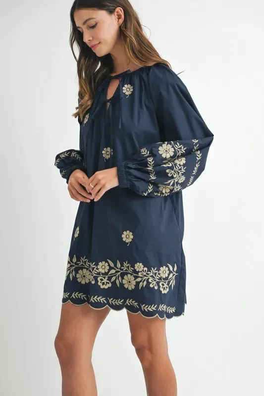 MABLE Embroidered Long Sleeve Peasant Mini Dress sold by Gigi Laurent product image thumbnail 5
