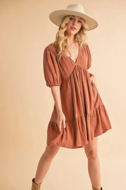 Aemi+Co Tied Back Ruffled Short Sleeve Mini Dress sold by Gigi Laurent product image thumbnail 3