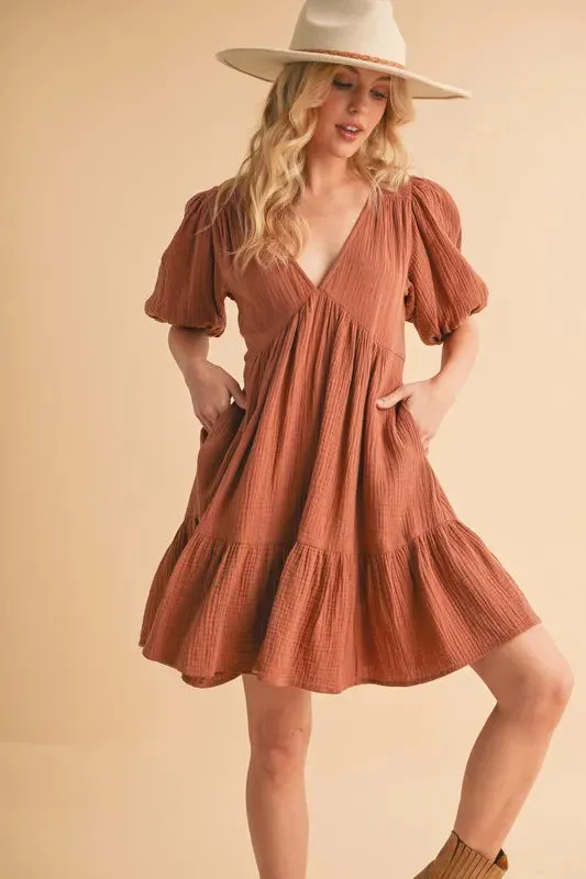Aemi+Co Tied Back Ruffled Short Sleeve Mini Dress sold by Gigi Laurent product image thumbnail 4