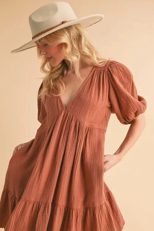 Aemi+Co Tied Back Ruffled Short Sleeve Mini Dress sold by Gigi Laurent product image thumbnail 5