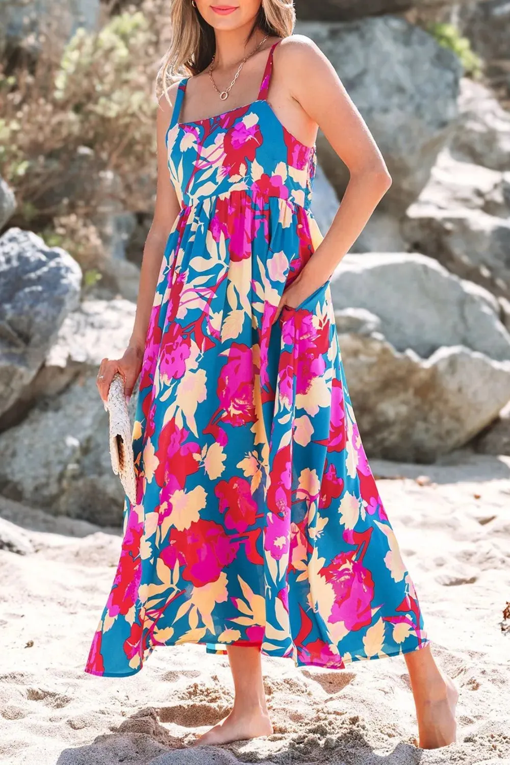 Floral Square Neck Cami Dress with Pockets sold by Gigi Laurent product image thumbnail 3