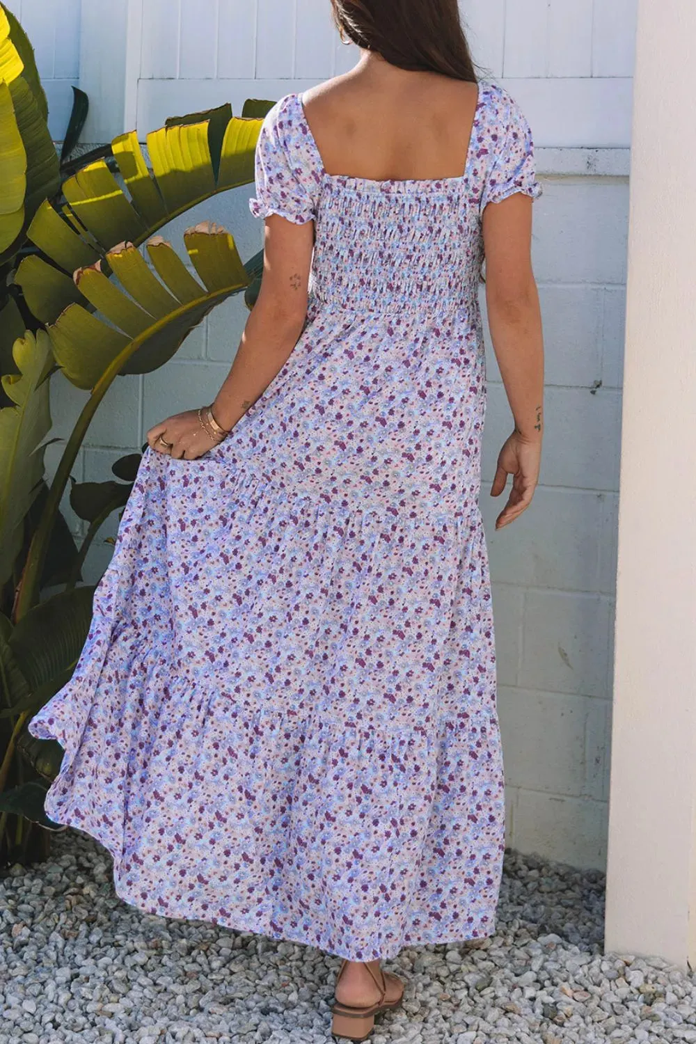 Tiered Floral Shirred High Waist Maxi Dress sold by Gigi Laurent product image thumbnail 2