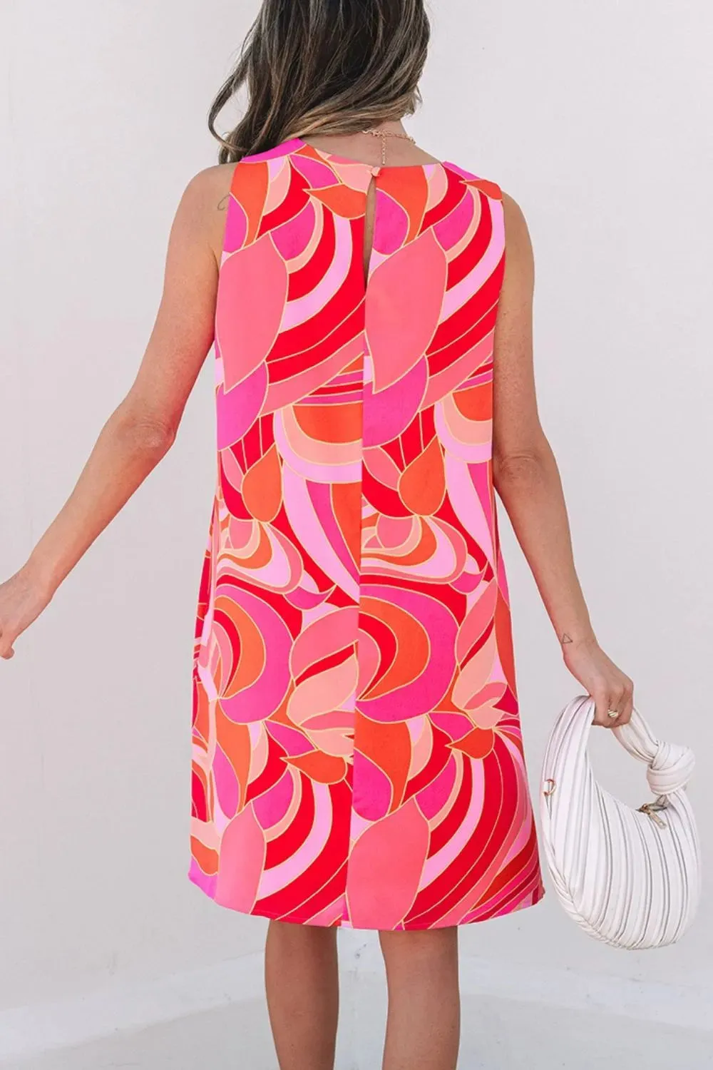 Abstract Floral Print Sleeveless Shift Mini Dress sold by Gigi Laurent product image thumbnail 3