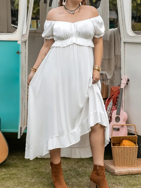 Plus Size Ruffled Hem Off-Shoulder Dress sold by Gigi Laurent