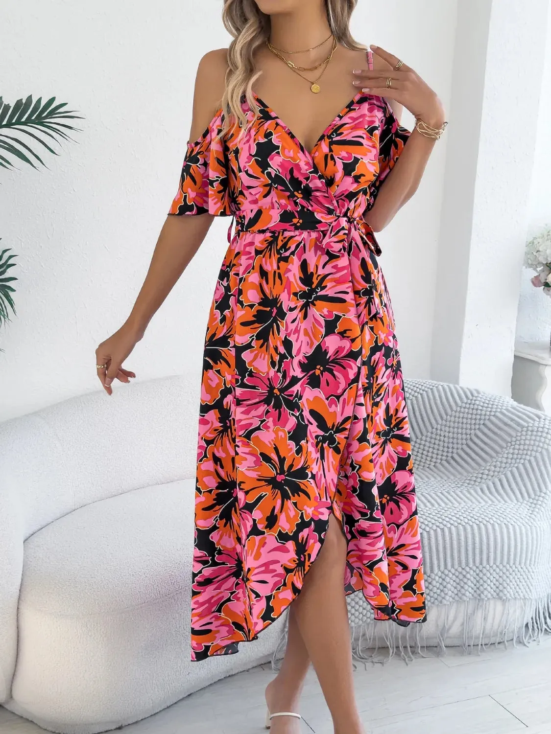 Printed Cold Shoulder Midi Cami Dress sold by Gigi Laurent product image thumbnail 3