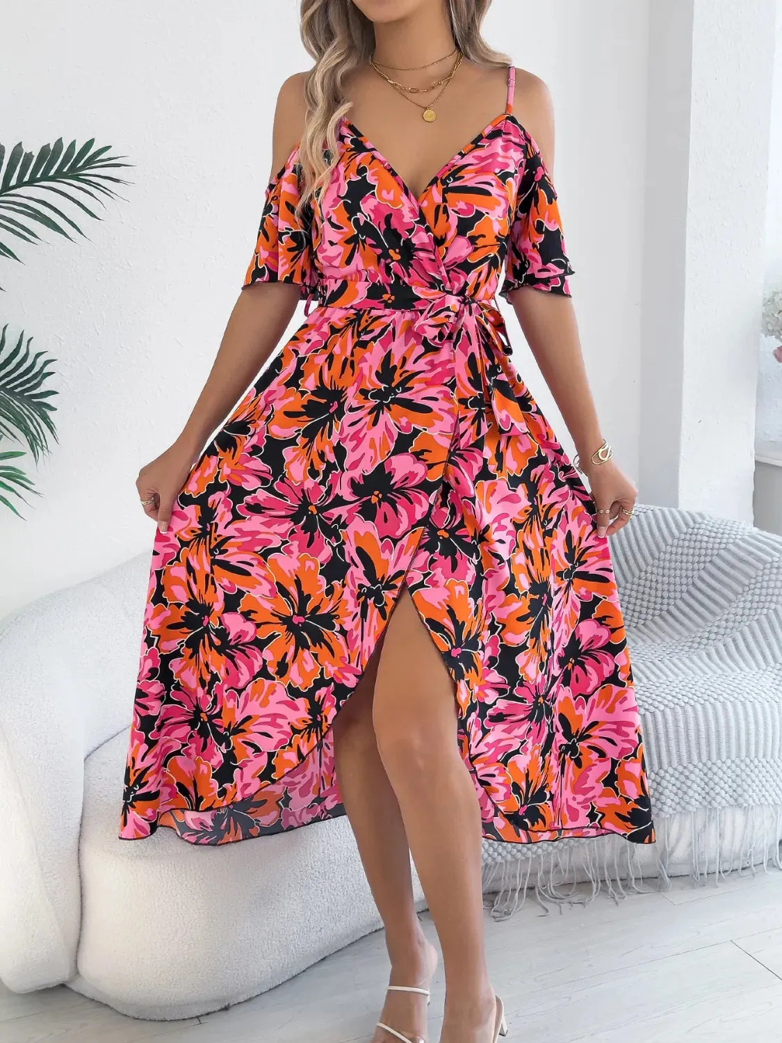 Printed Cold Shoulder Midi Cami Dress sold by Gigi Laurent product image thumbnail 4