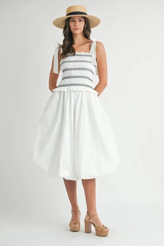 MABLE Smocked Bodice Bubble Midi Dress sold by Gigi Laurent product image thumbnail 2