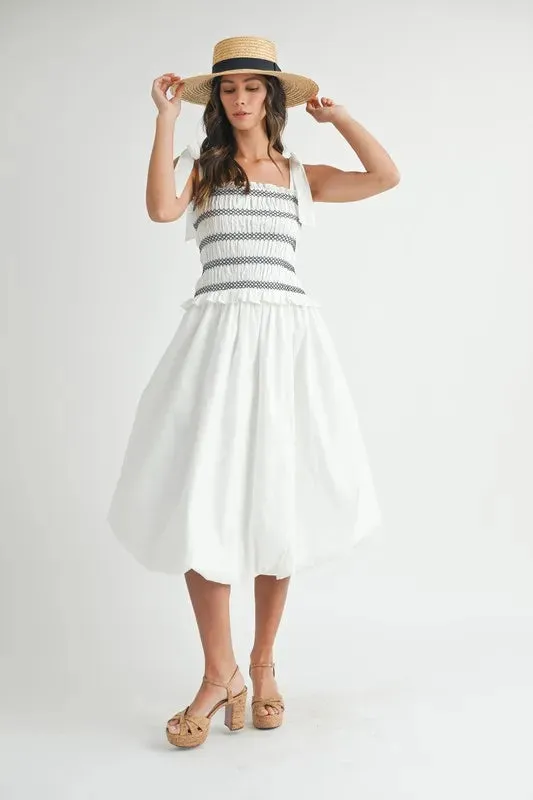 MABLE Smocked Bodice Bubble Midi Dress sold by Gigi Laurent product image thumbnail 3