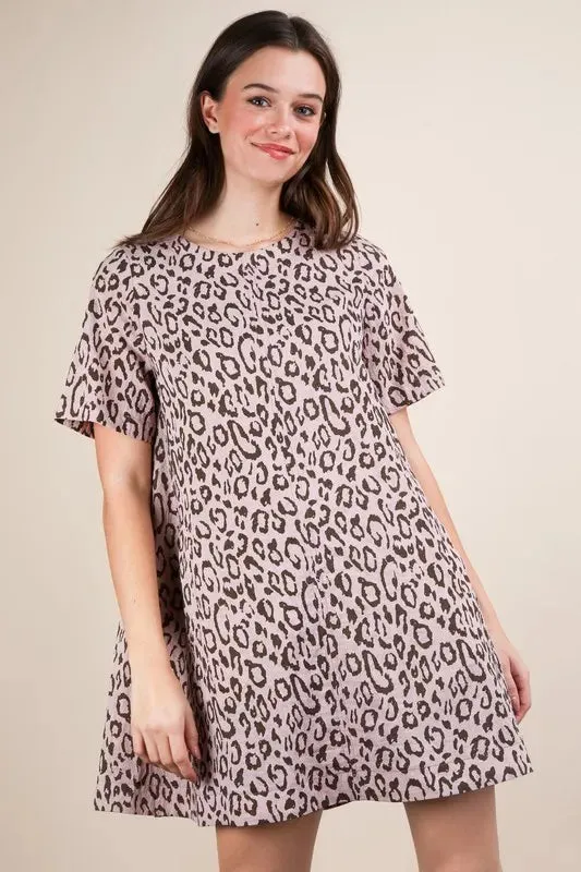 VERY J Leopard Printed Comfy Mini Dress sold by Gigi Laurent