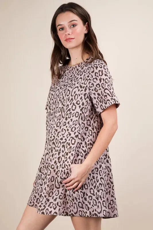 VERY J Leopard Printed Comfy Mini Dress sold by Gigi Laurent product image thumbnail 4