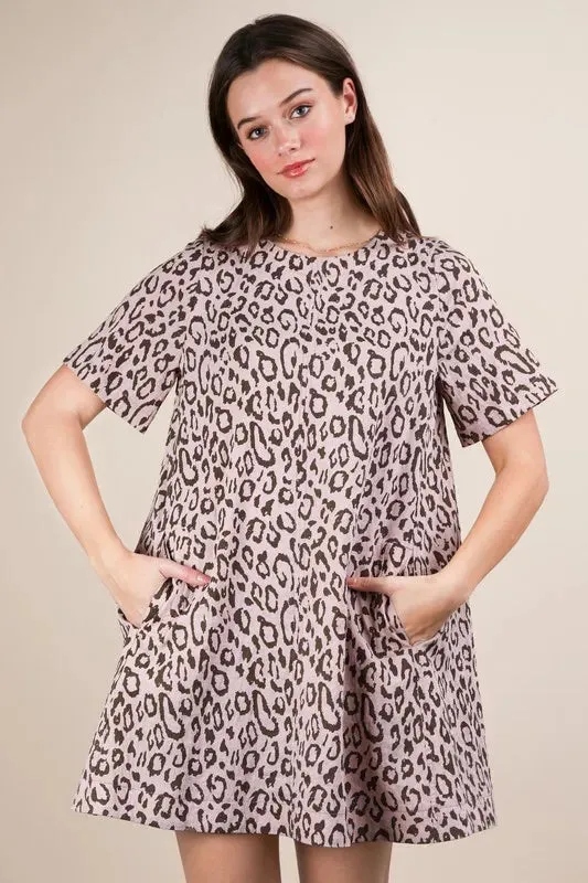 VERY J Leopard Printed Comfy Mini Dress sold by Gigi Laurent product image thumbnail 2
