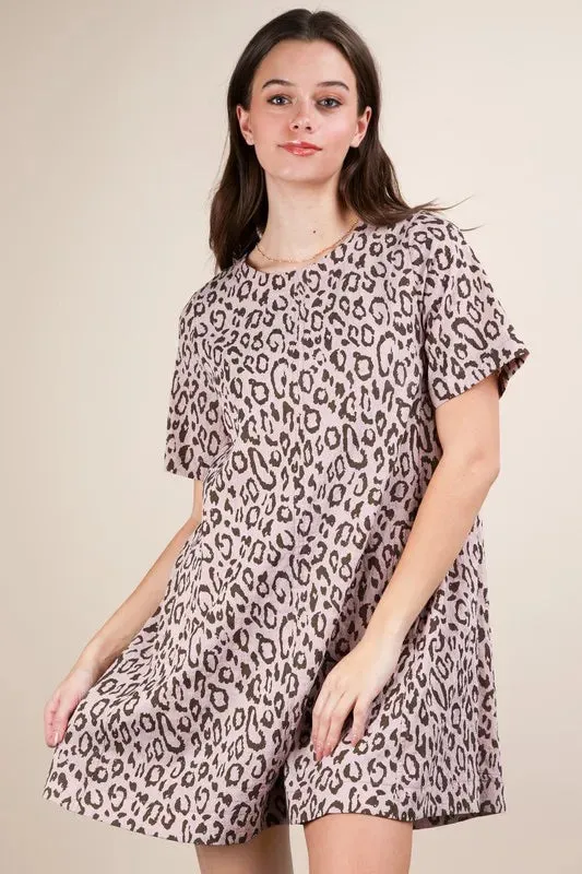 VERY J Leopard Printed Comfy Mini Dress sold by Gigi Laurent product image thumbnail 3