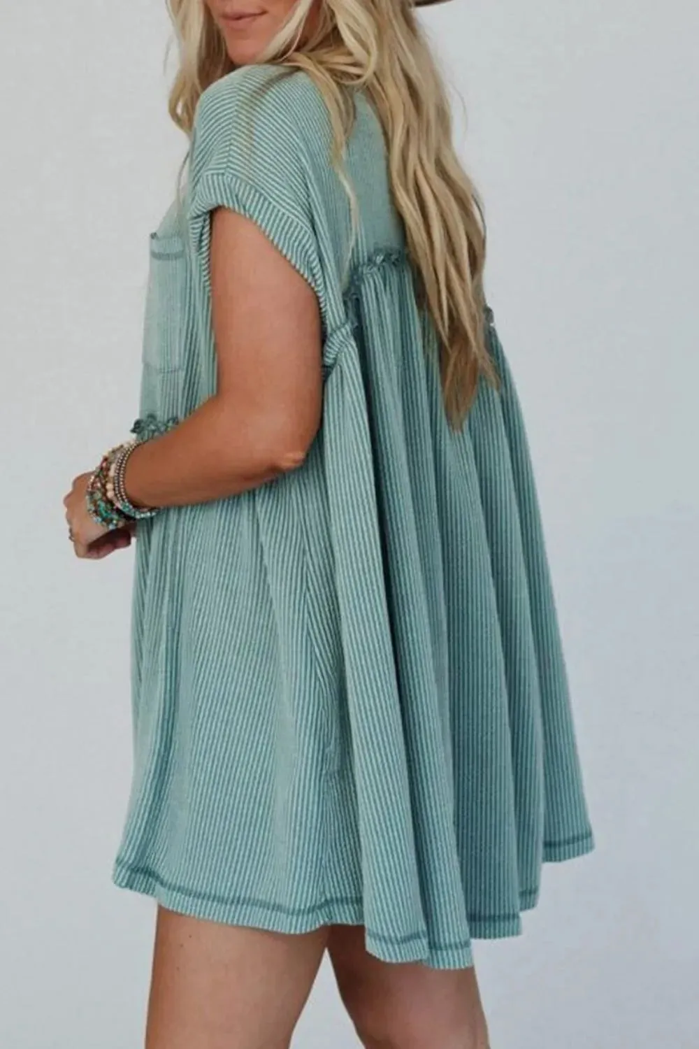 Frill Round Neck Cap Sleeve Mini Dress sold by Gigi Laurent product image thumbnail 4