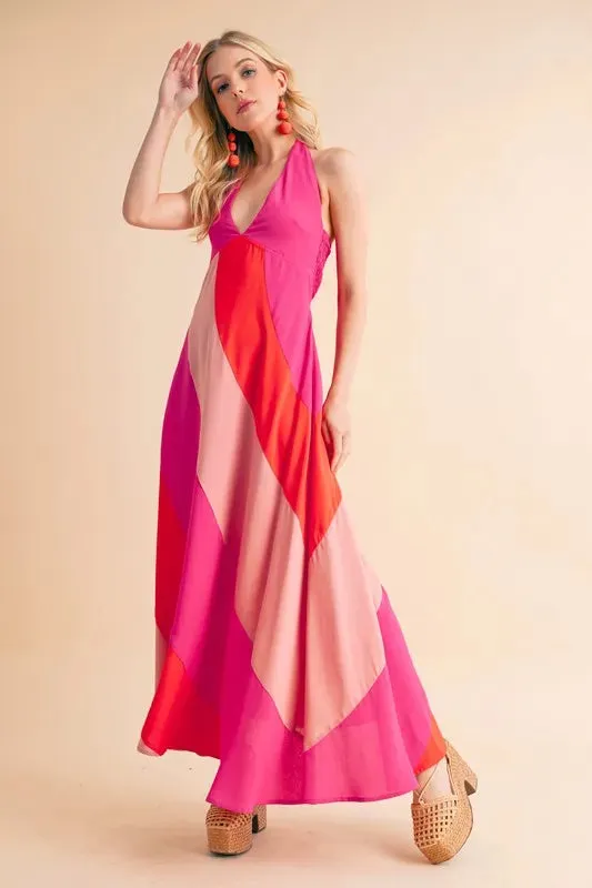 Aemi+Co Color Block Sleeveless Maxi Dress made by Trendsi