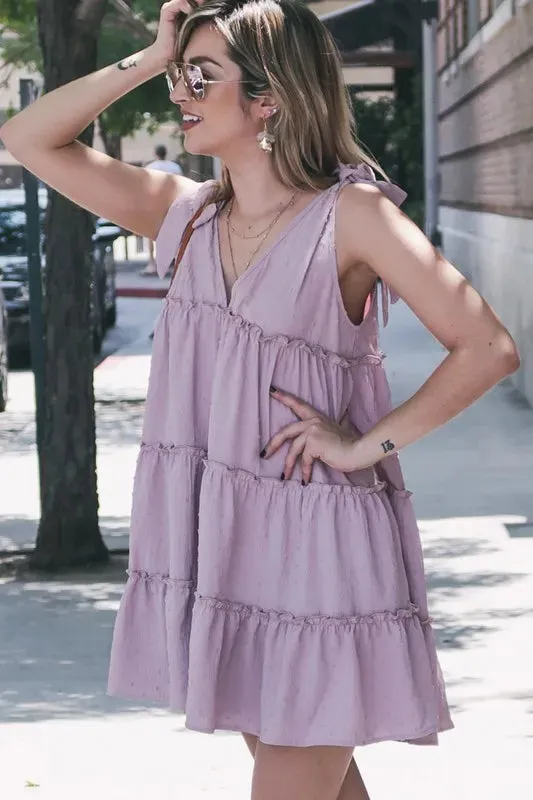 And The Why Polka Dot Textured Layered Flounce Ruffle Dress sold by Gigi Laurent product image thumbnail 4