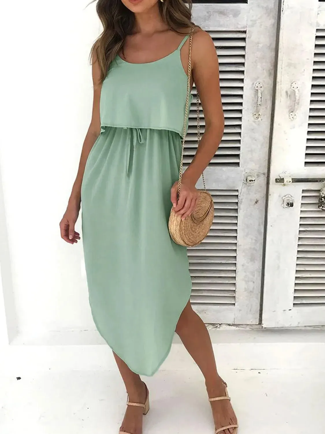 Tied Side Slit Midi Cami Dress sold by Gigi Laurent product image thumbnail 4