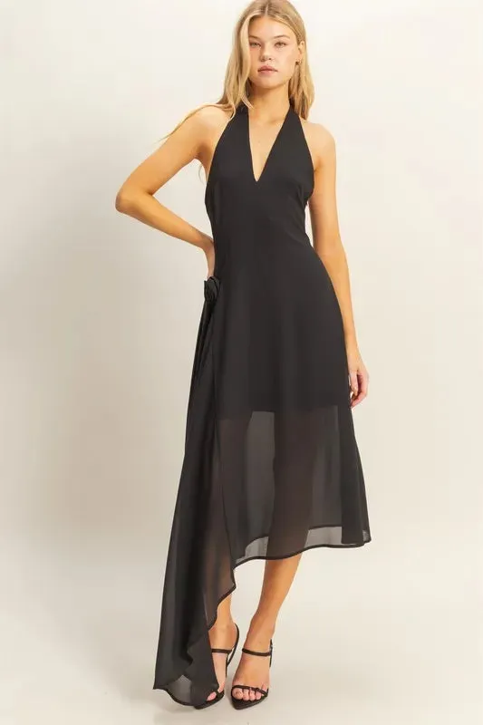 HYFVE Chiffon Halter Asymmetrical Hem Dress sold by Gigi Laurent