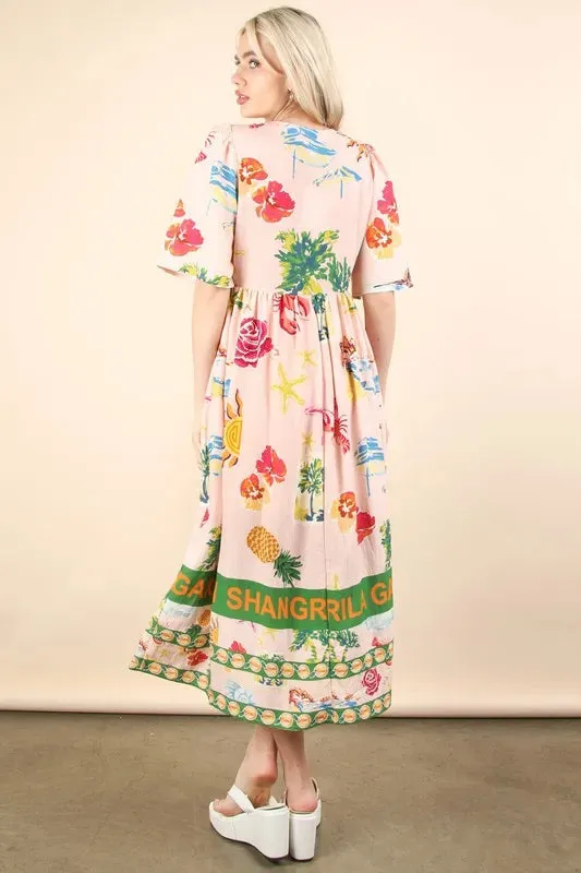 VERY J Button Down Printed Midi Dress sold by Gigi Laurent product image thumbnail 5