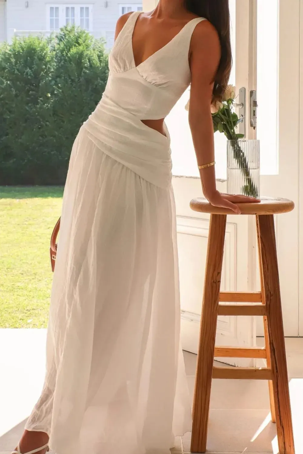 Cutout Back V-Neck Dress sold by Gigi Laurent product image thumbnail 3