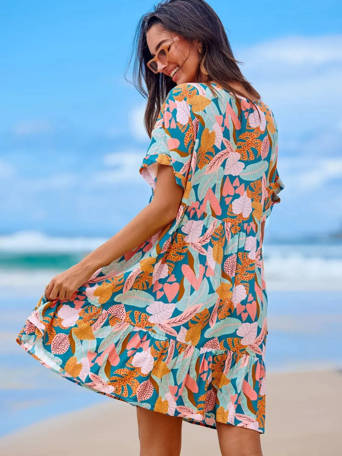 Printed V-Neck Short Sleeve Dress sold by Gigi Laurent product image thumbnail 3