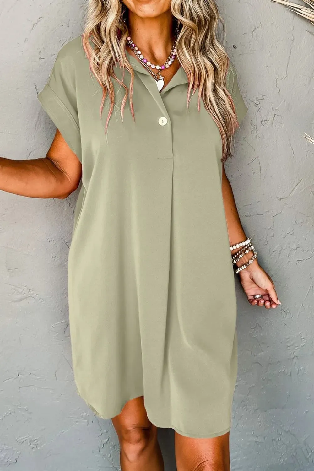 Collared Neck Short Sleeve Mini Dress sold by Gigi Laurent product image thumbnail 4