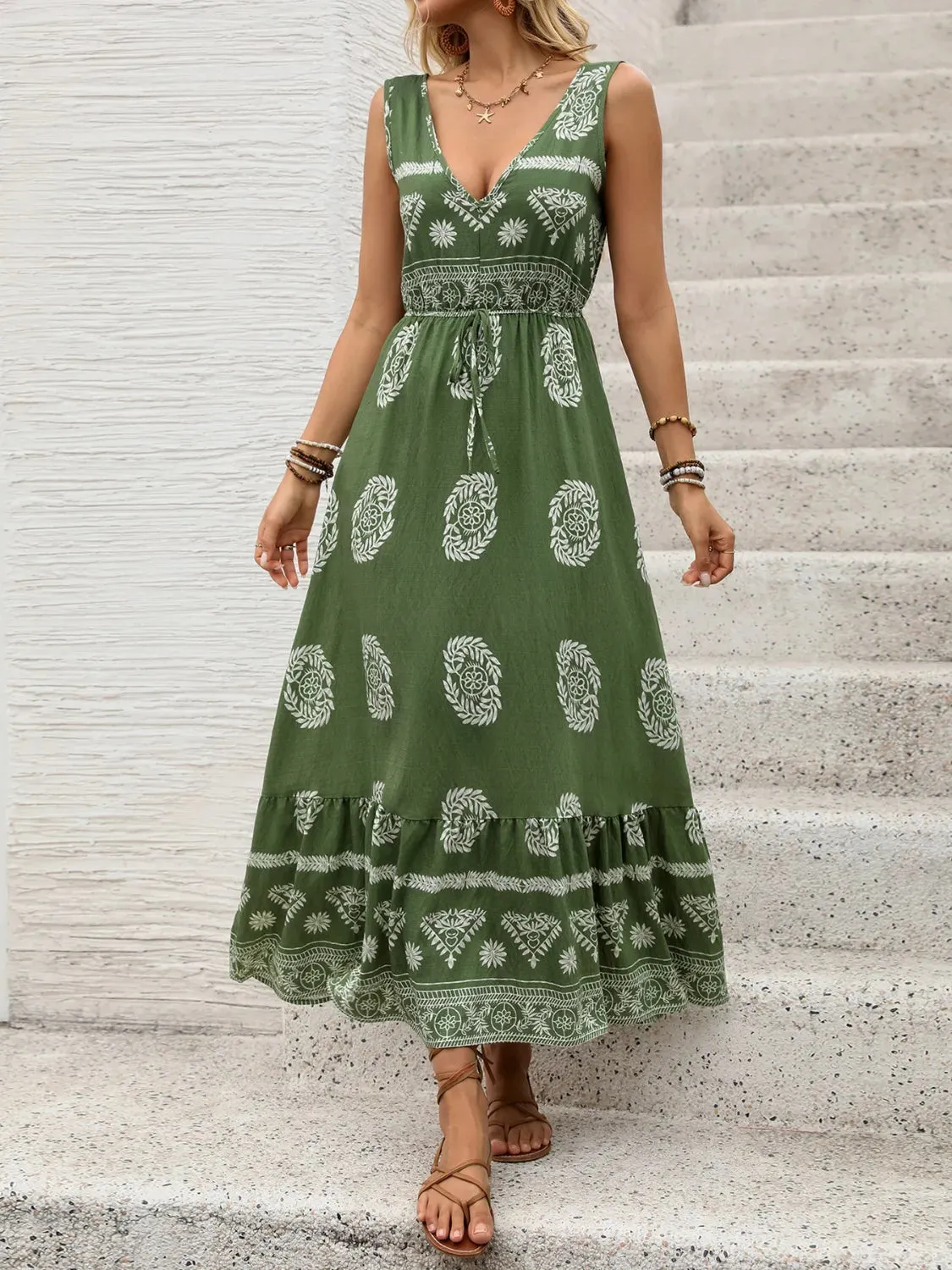 Printed V-Neck Sleeveless Dress sold by Gigi Laurent product image thumbnail 3