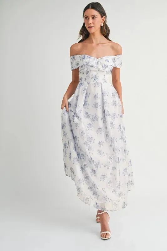 MABLE Floral Printed Off Shoulder Maxi Dress sold by Gigi Laurent product image thumbnail 4