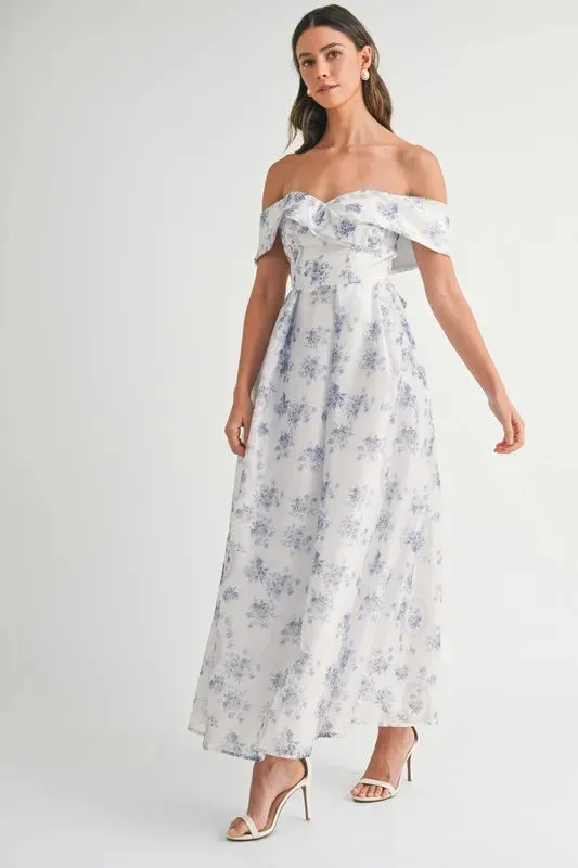 MABLE Floral Printed Off Shoulder Maxi Dress sold by Gigi Laurent product image thumbnail 5