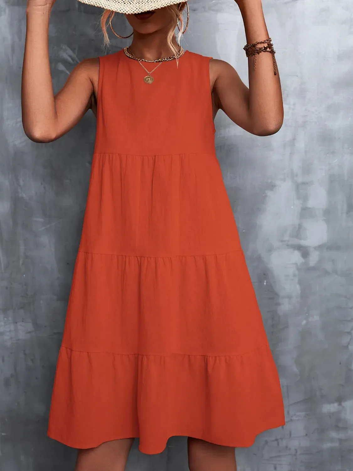 Tiered Round Neck Sleeveless Mini Tank Dress sold by Gigi Laurent product image thumbnail 2
