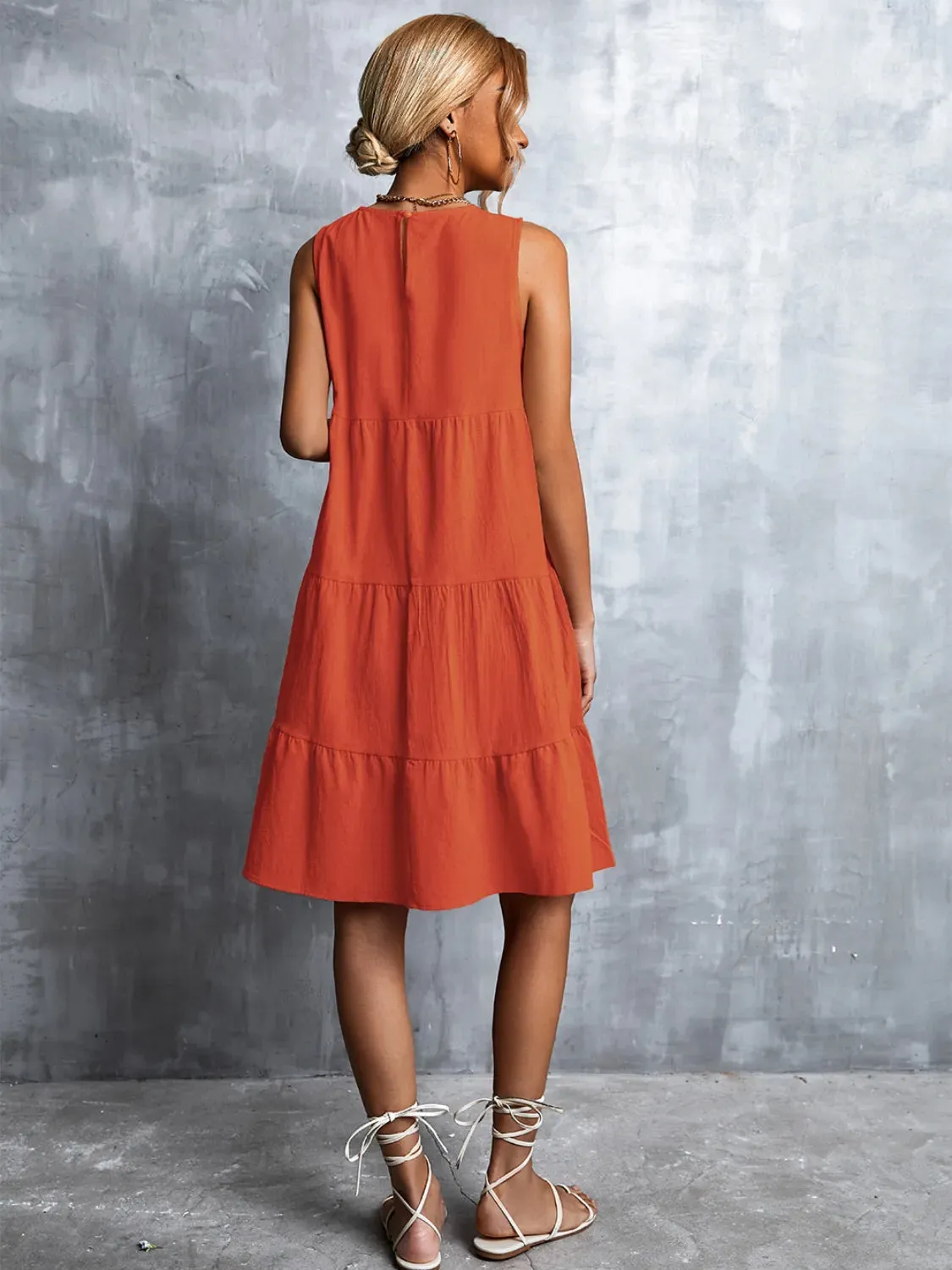 Tiered Round Neck Sleeveless Mini Tank Dress sold by Gigi Laurent product image thumbnail 5