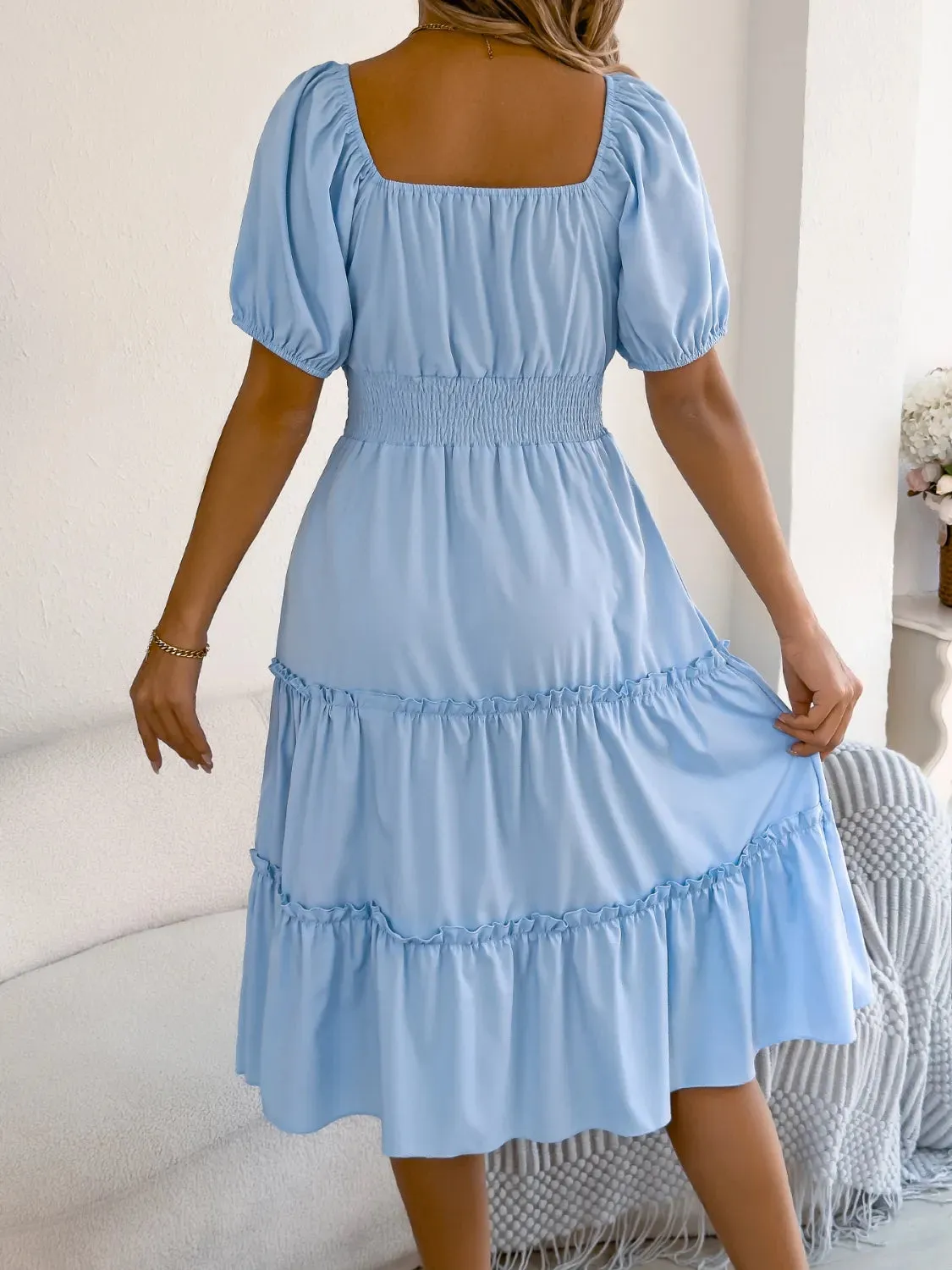 Square Neck Short Puff Sleeve Dress sold by Gigi Laurent product image thumbnail 5