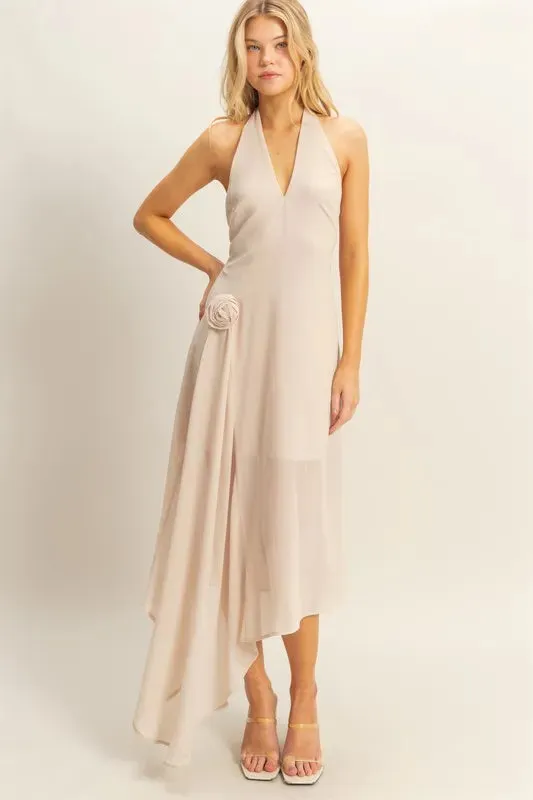 HYFVE Chiffon Halter Asymmetrical Hem Dress sold by Gigi Laurent