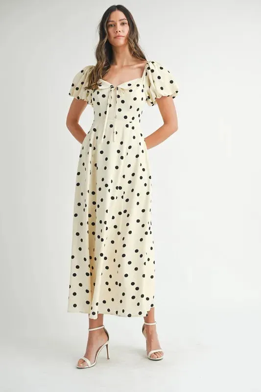 MABLE Polka Dot Puff Sleeve Midi Dress sold by Gigi Laurent product image thumbnail 3