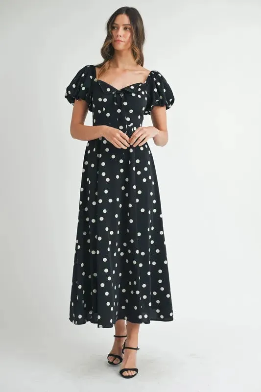 MABLE Polka Dot Puff Sleeve Midi Dress sold by Gigi Laurent product image thumbnail 3