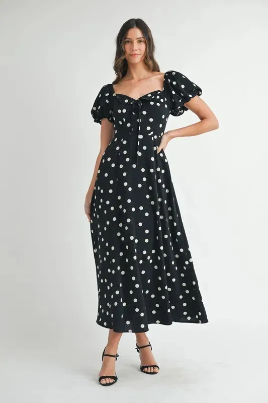 MABLE Polka Dot Puff Sleeve Midi Dress sold by Gigi Laurent product image thumbnail 4