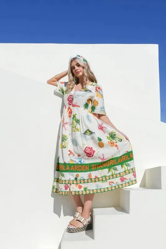 VERY J Button Down Printed Midi Dress sold by Gigi Laurent