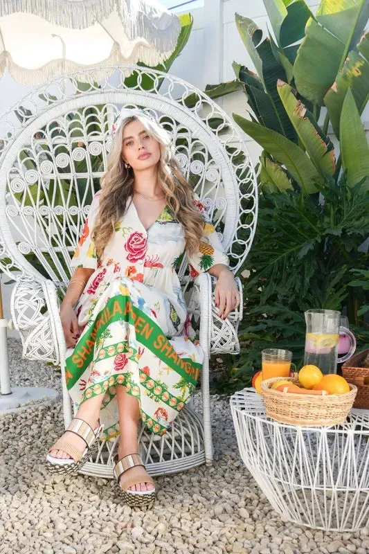 VERY J Button Down Printed Midi Dress sold by Gigi Laurent product image thumbnail 2