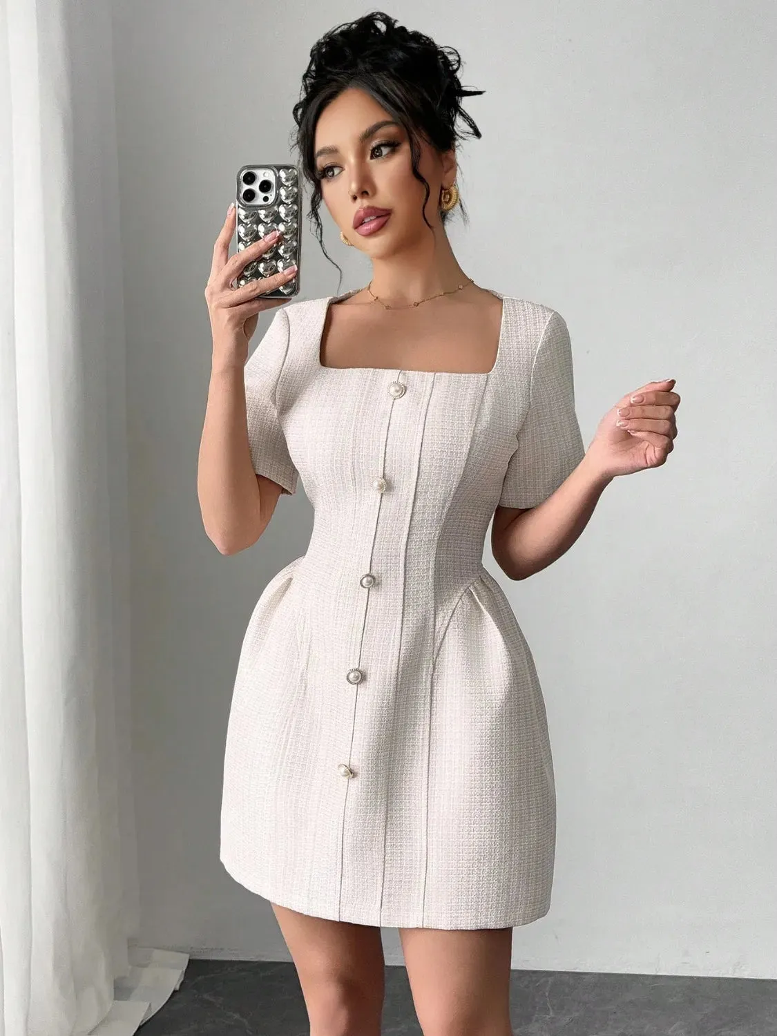 Square Neck Short Sleeve Mini Dress sold by Gigi Laurent product image thumbnail 5